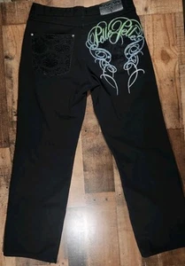 Vintage Y2K Pelle Pelle Baggy Jeans Pants Men 36x34 Black Wide Leg Grunge Skater - Picture 1 of 15