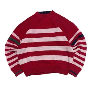 Suéter Tejido Algodón Rayas Eddie Bauer De Colección Rojo y Blanco Talla M - Imagen 1 de 8