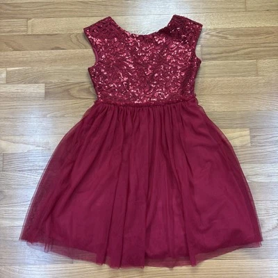Vestido sin palabras para niñas talla 12. Lentejuelas rojas fiesta formal sin mangas Foto 1 de 4