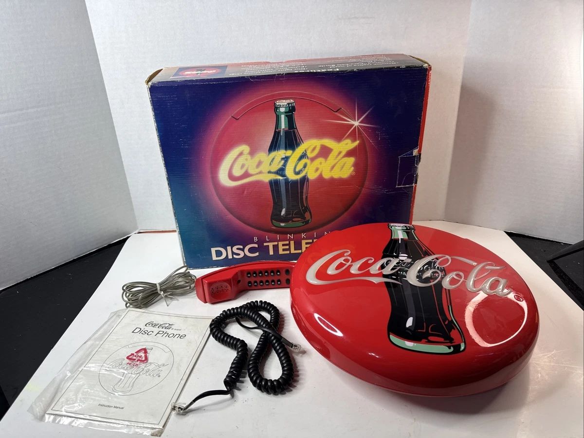 90s Coca Cola BRAND Disc Telephone Red Coca-Cola Phones for sale