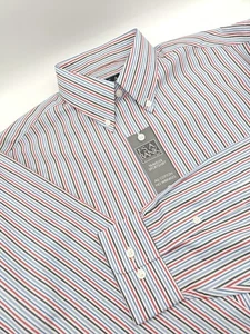 🇺🇲 New Jos A Bank Mens M 15.5x34 Red Blue Black Traveler Button Down Shirt  - Picture 1 of 8