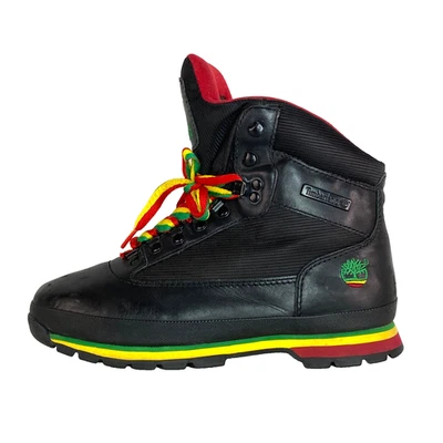 Vintage black TIMBERLAND boots men's 9 red green yellow Rastafarian shoes - Image 1 of 4