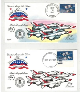 COLLINS HANDPAINTED US AIR FORCE ACADEMY COLORADO SET OF 2 DIFF CANCELS - Picture 1 of 1