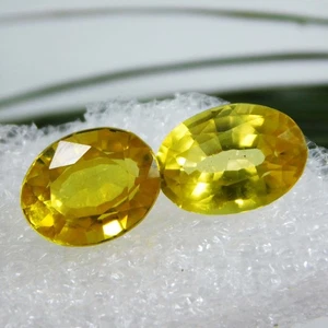 Natural 10.40 Ct Ceylon Yellow Sapphire Oval Cut Certified Loose Gemstone Pair - Imagen 1 de 3