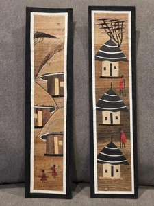 Obra de arte africana tribal étnica cultural hoja de plátano fibra arte collage decoración de pared - Imagen 1 de 5