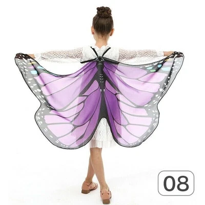 Printing Shawl Multicolour Butterfly Scarf Wrap Soft Fabric Wing Cape Kids - Image 1 of 4
