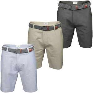 Xact Mens Cotton Oxford Chino Shorts with Belt, Regular Fit - Picture 1 of 23