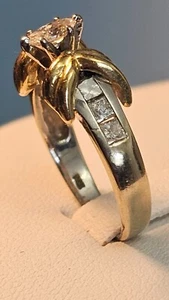 14K 2 Ton Gold~**MARQUIS DIAMANT VERLOBUNGSRING**~4 GRAMM~Größe 5 1/2 - Bild 1 von 11