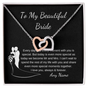 Bride heart Necklace Pendant Wedding Day gift from Groom to bride Wife to be - Picture 1 of 6