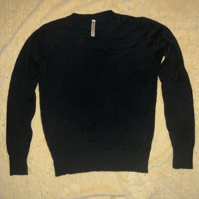 Suéter informal de cuello redondo Emily Stacy para mujer (talla L) negro manga larga. 💐 Foto 1 de 4