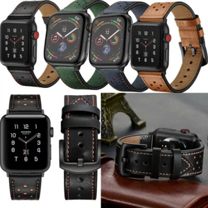 Genuine Leather Wrist Band Replacement Straps for Apple iWatch Series 7 65 4 3 2 - Picture 1 of 28