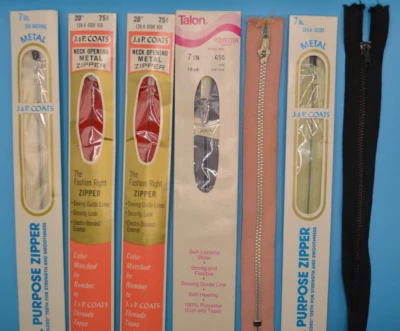 Vintage Zipper Lot NEW In Package, Metal  J&P Coats  - Image 1 of 4