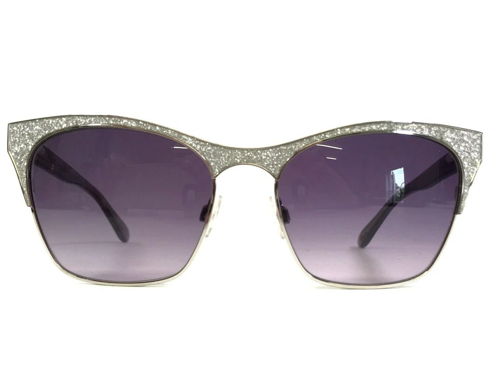 Gafas de sol Lulu Guinness L155 SIL plateadas brillantes monturas de ojos de gato lentes púrpuras Foto 1 de 4