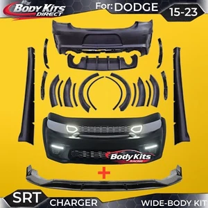 Fit For 2015-2023 Dodge Charger Widebody Kit Front and Rear Bumper Hellcat Style - Picture 1 of 13