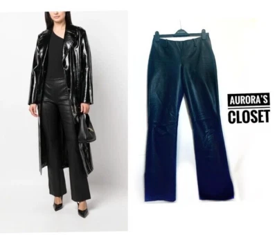 Pantalones de cuero negros Danier 8 pierna recta dividida Buffy laterales de pierna Y2K $500 Foto 1 de 4