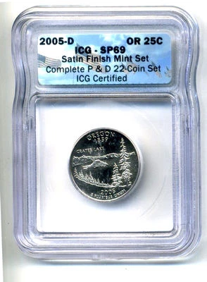 ICG SP69 2005 D OREGON STATE QUARTER UNCIRCULATED  SATIN FINISH COIN#247 - Image 1 of 2