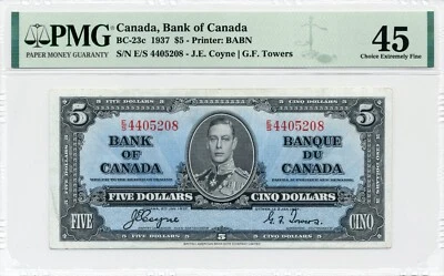 1937 $5 Bank of Canada, BC-23c, Choice Extremely Fine, PMG EF45 - Image 1 of 2