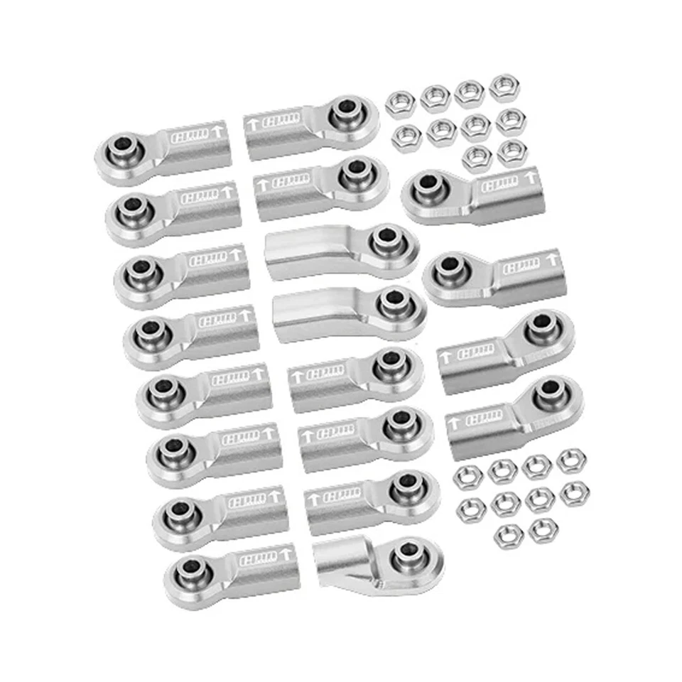 GPM F/R Link Bar & Front Steering Tie Rod Full Set Alum Ball Ends Silver : SCX6 - Image 1 of 1