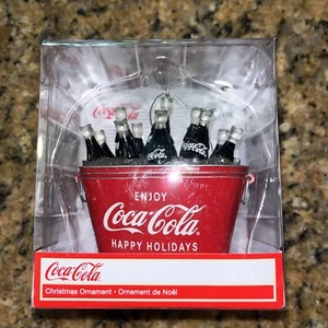 Coca-Cola Kurt Adler Coke Bottles Oval Bucket Pail Holiday Christmas Ornament - Picture 1 of 3