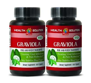 Energy Booster - GRAVIOLA EXTRACT 650 - Antioxidant Supplement 2 Bottles - Picture 1 of 1
