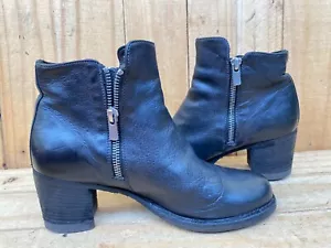 Officine Creative Bootie Ankle Black Heel Leather zip Italy Handmade 37 | US 7 - Picture 1 of 9