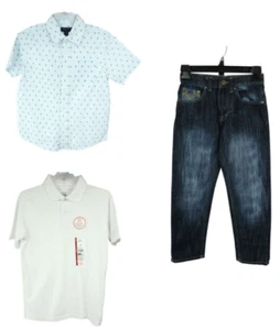 Wonder Nation Makaveli Boys Lot 3 Short Sleeve Shirts Straight Jeans Sz M/8 NEW - Picture 1 of 10