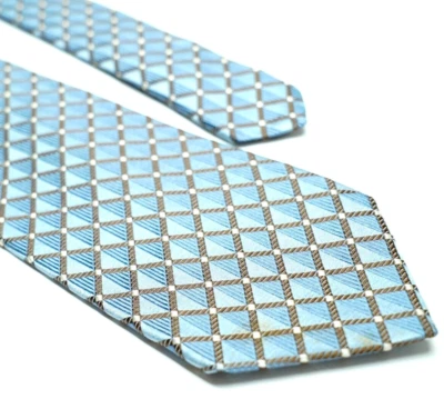 Галстук Ermenegildo ZEGNA синий в полоску в горошек - Изображение 1 из 4