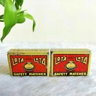 1950S Vintage Lota Amco Safety Matches Advertising Tin Matchbox Sleeve Pair T978