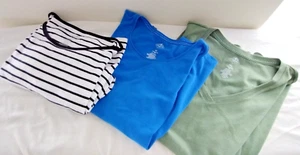 Lot of 3~ Women’s Short Sleeve Shirts Size 2XL ~St Johns Bay Blue Green Stripe - Picture 1 of 24
