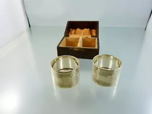 ENGRAVED PAIR OF STERLING NAPKIN RINGS BOXED BY W.A BIRMINGHAM 1926 "BB" - Picture 1 of 7