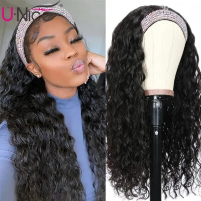 UNice Indian Water Wave Headband Human Hair Wigs for Women Glueless Wear and Go - Image 1 of 4