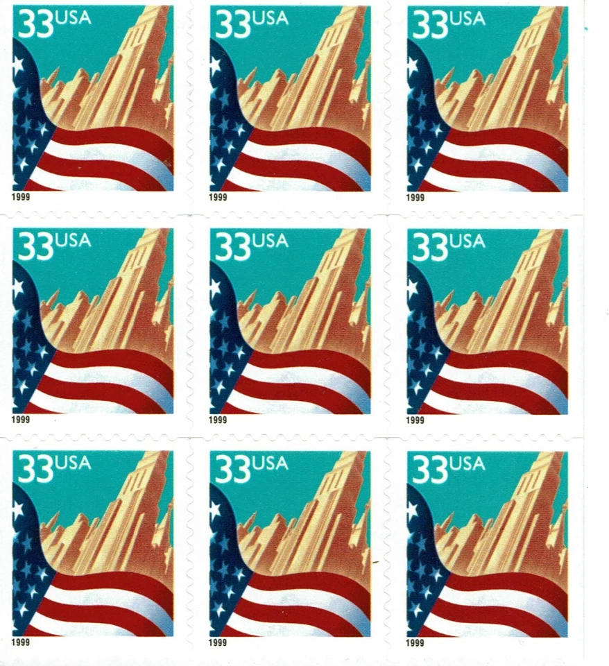 SCOTT 3278 - FLAG OVER CITY BLOCK OF 9 - MNH - image 1 of 1