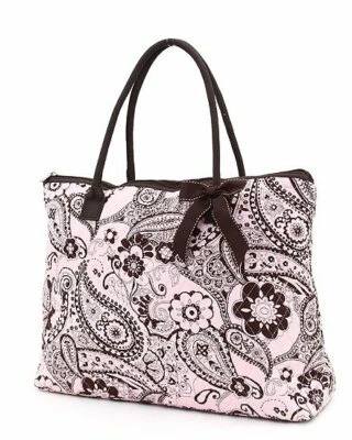 QUILTED PAISLEY LARGE TOTE HANDBAG PURSE QPF2705(PKBR) BS500 - Image 1 of 4