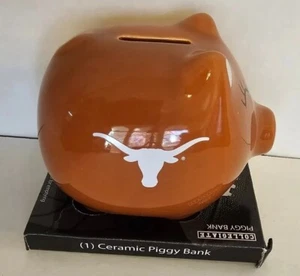 Texas Longhorn UT Ventilador Cerámica Ranurado 4 1/2" Pulgadas Moneda Alcancía Mascota NCAA - Imagen 1 de 19