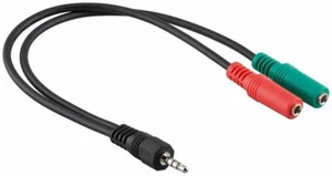 Klinken Adapter für Headset 3,5 mm Klinke Stecker 4 PIN > 2x Buchse MIC AUX  - Bild 1 von 1