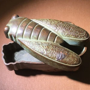 Brass Round Ink Box Carved Calligraphy Seal Paste Container Chinese Desk Decor - Picture 1 of 6