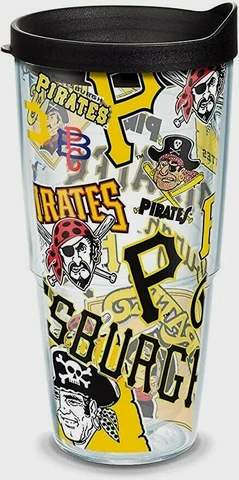 MLB Pittsburgh Pirates All Over Wrap 24 oz Tumbler with Lid - 0D_04 Cover