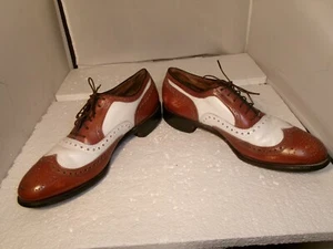 Vintage Allen-Edmonds Broadstreet Wingtip Brown White Dress Shoes Men 8.5 A - Picture 1 of 20