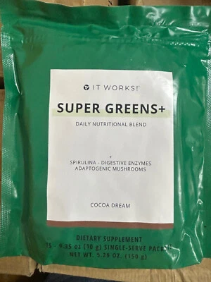 It Works Super Greens + Spirulina Enzimas Digestivas Setas Cacao Sueño 15 pkts Foto 1 de 2