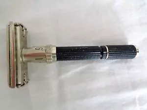 Gillette Vtg. Black Adjustable Safety Razor, Double Edge Shaver w/blades (#6292) - Foto 1 di 17