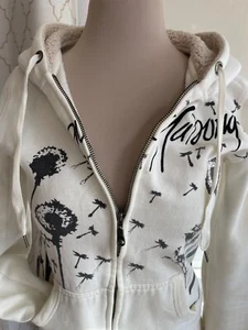 BILLABONG Women's Hoodie Dandelion Pattern Zipper Front Beach Coastal Distressed - Picture 1 of 13