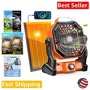 Portable 10800mAh Solar Powered Tent Fan - Efficient Charging Solutions - Picture 1 of 10