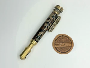 Handmade Antique Brass Tank Twist Pen w/ Camouflage Acrylic - Picture 1 of 2