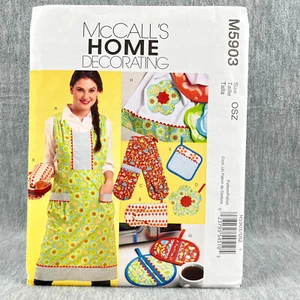 McCalls 5903 Apron Oven Mitt Potholder Towel Misses S XL Kitchen Sewing Pattern - Picture 1 of 6
