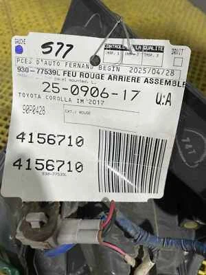 Used Left Tail Light Assembly fits: 2017 Toyota Corolla im quarter panel mounted - Image 1 of 4