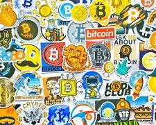 50 pcs "Bitcoin" Sticker Pack Digital Wealth Cryptocurrency Mining Rich Decals