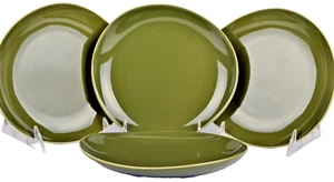 DIANE VON FURSTENBERG DVF Home Guijarro Aguacate Verde Postre Juego/4 Nuevo - Imagen 1 de 3