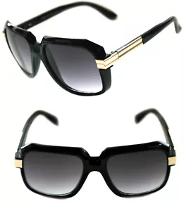 Herren Hip Hop 80er Vintage 607 schwarze Gläser Sonnenbrille RUN DMC schwarz gold Retro - Bild 1 von 7