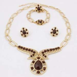 Juego de 4 piezas de joyería de topacio de cristal chapado en oro - Imagen 1 de 5