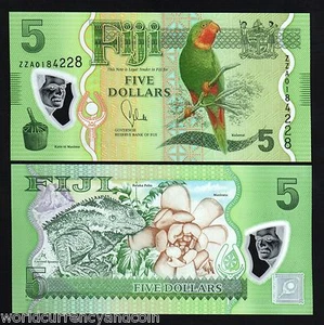 FIJI NEW 2012-2013 ZZA Replacement BIRD IGUANA FLORA FAUNA UNC POLYMER BANK NOTE - Picture 1 of 1